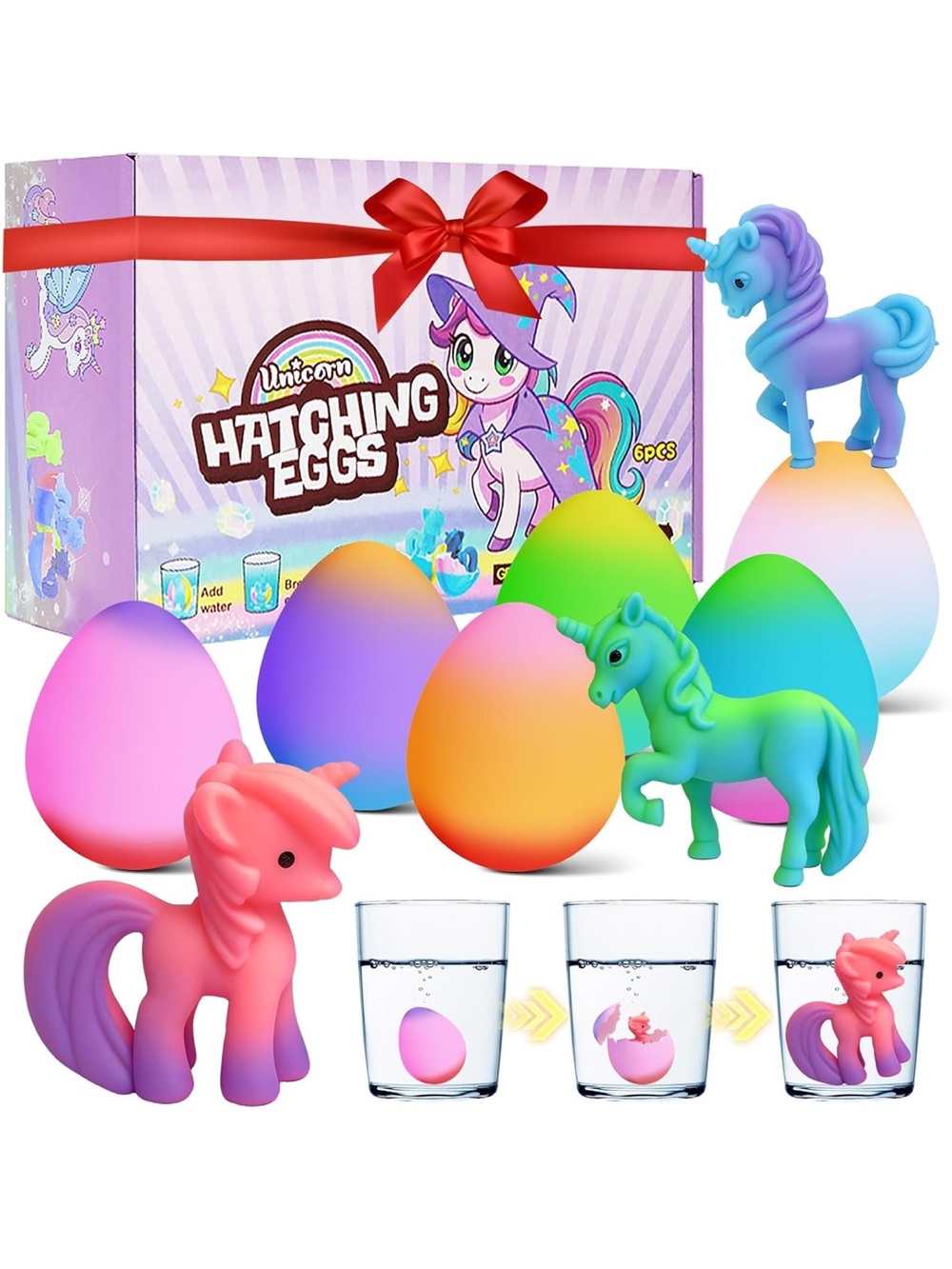 Unicorn Hatching Surprise Eggs for Kids - 6 Pack new rainbow